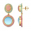  
Gemstone: Blue Onyx+Blue Topaz+Pink Tourmaline+Pink Onyx
Gold Color: Yellow