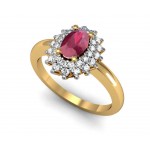 Oval Gemstone Diamond Ring